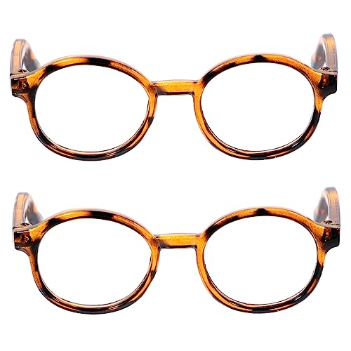 INOOMP 2 Stück Mini-Brille Schwarze Puppenbrille Klein Blau Mini Brille Für Puppen Glänzend Retro Gläser Auge Rahmen Dekorative Brillenrequisiten Lustige Brillendekore Plastik von INOOMP