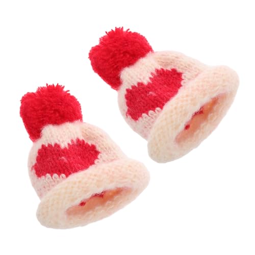 INOOMP 2 Stück Mini-Strickmütze Puppenhüte Puppenhutzubehör kleine Strickmützen osterschmuck selber Machen Ornament Weihnachten kleine Bastelhüte Baum Wein Ostern Handwerk Stricken von INOOMP
