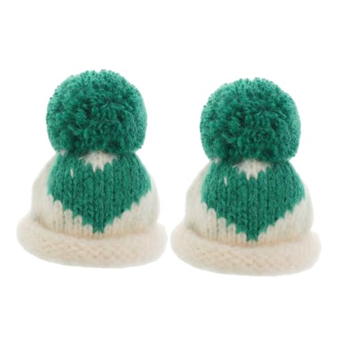 INOOMP 2 Stück Mini-Strickmütze Puppenhutzubehör Puppenhüte kleine Strickmützen osterschmuck selber Machen Flasche winzig Ostern Handwerk Miniatur gestrickte Puppenmützen Stricken von INOOMP