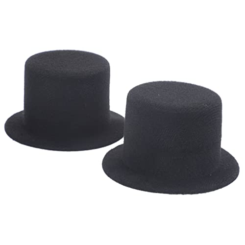 INOOMP 2 Stück Mini Top Hut Puppenhut Hüte Winzig Miniatur-puppenhut Gefühlt Babypuppenzubehör Mini-zubehör Mini-puppenmütze Für Kappe Klein Dekorativer Oberteil Dekorationen Black Stoff von INOOMP