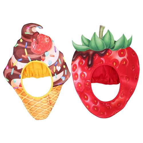 INOOMP 2 Stück Plüsch-Erdbeer- und Eiscreme-Mütze – Lustige Neuheit aus Plüsch, Essen, Obst, Kappe, Foto-Requisite, Verkleidungshut, Cosplay, Halloween-Party, Kostüm, Kopfbedeckung für Kinder INOOMP 2 Stück Plüsch-Erdbeer- und Eiscreme-Mütze – Lustige Neuheit aus Plüsch, Essen, Obst, Kappe, Foto-Requisite, Verkleidungshut, Cosplay, Halloween-Party, Kostüm, Kopfbedeckung für Kinder von INOOMP