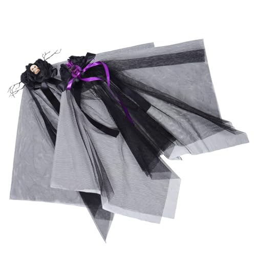 INOOMP 2 Stück Schwarzes Gothic mit Schleife und Floralem Kopfschmuck Leichter Halloween Cosplay-haarreif für Damen Vielseitiges Accessoire für Gothic Hochzeiten und Mottopartys von INOOMP