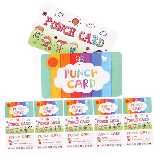 INOOMP 20 Blatt Punch Card Lochkarten-Belohnungssystem hat Studenten Lochkarte für Benehmen personalisierte Lochkarten Belohnungskarten für Cartoon ermutigende Karten Papier von INOOMP