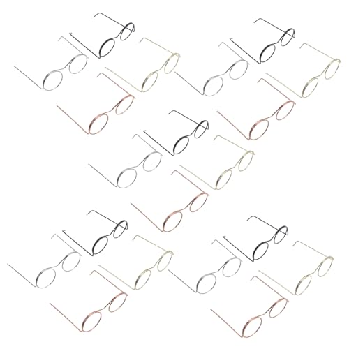 INOOMP 20 Stück Mini Puppenbrillen Aus Metallrahmen Brillen Für Puppenhaus Miniatur Brillen Für Puppen DIY Handwerk Sammlerzubehör von INOOMP