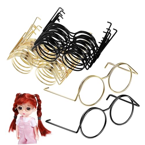 INOOMP 20 Stück Puppenbrillenrand Anziehpuppe Miniaturbrille Funky Brille Winzige Brillen Für Puppen Vintage Cosplay Augen Coole Brillen Brillenzubehör Tragen Puppenhaus Form von INOOMP