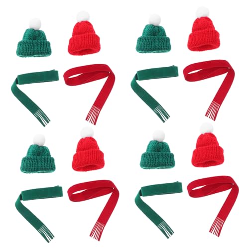 INOOMP 20stücke Mini-strickmützen Und Schals Zum Basteln Set Rot Und Grün Für Weinflaschen Puppen Diy-projekte Und Weihnachtsdekorationen Leicht Und Langlebig von INOOMP