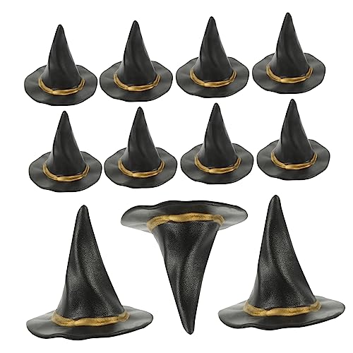 INOOMP 24 Stück Hexenhut -Dekoration spitz Puppe unser Party Dekorationen Halloween Costume Halloween Kleidung Hexenhüte winziges Hexenhut-Ornament Gastgeschenke für Hexen Plastik Black von INOOMP