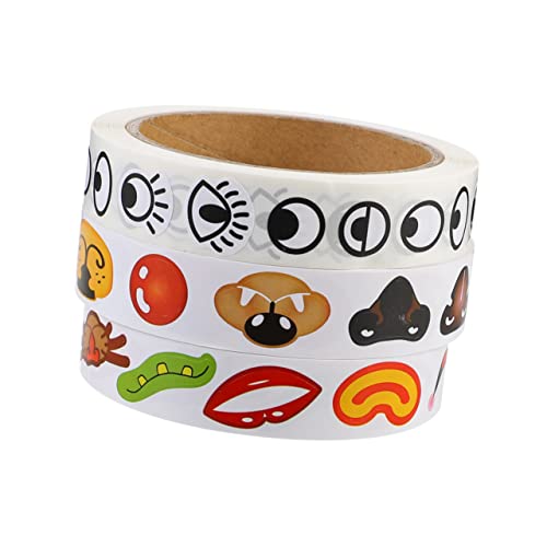 INOOMP 3 Rollen Nase und Mund Aufkleber für Kreative DIY Sticker für Bastelprojekte und Spaß mit Gesichtern Selbstklebende Cartoon Etiketten für Handwerk von INOOMP