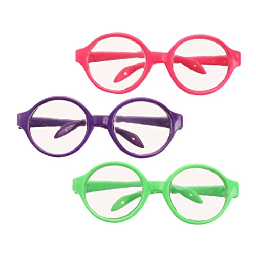 INOOMP 3 Stück Mini Brillen Realistische Puppe Cosplay Brille Mini Puppen Kostüm Brille Kleine Brille Mädchen Puppenbrille Puppen Lesebrille Passendes Zubehör Prinzessin Kunststoff von INOOMP