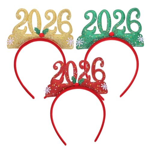 INOOMP 3-teiliges Stirnband für die Silvesterparty: Glitzernde Stirnbänder für Frauen und Mädchen – Haarreifen für Silvester, Haarschmuck für die Eventdekoration von INOOMP