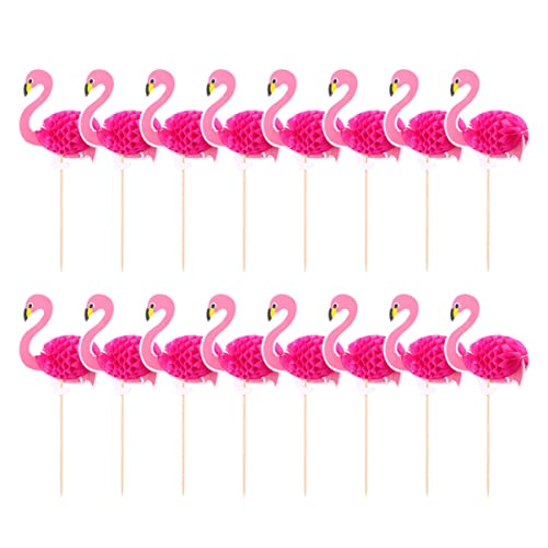 INOOMP 30 Stück Hawaii Themen Tortendekorationen Kreative Cake Picks für Cupcakes und Torten für Partys und Feiern Mit Lebendigem Flamingo Design von INOOMP