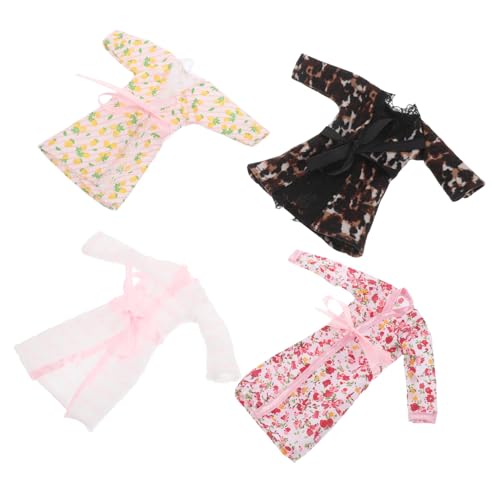 INOOMP 4 Sätze Puppenbademantel Puppen-Bademantel-Kleidungszubehör Puppen-Bademantel, Mini-Kleidung Puppenkleidung Zubehör für Miniaturpuppen Miniaturpuppen-Bademantel-Accessoire Stoff von INOOMP
