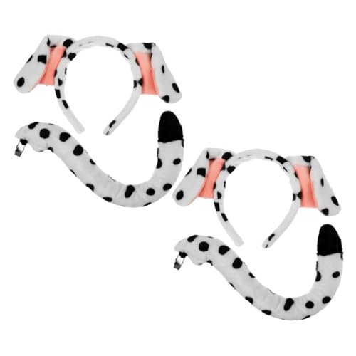 INOOMP 4 Stück Dalmatiner Hundekostüm Set mit Weißem Ohren Stirnband und Passendem Cartoon Kopfband für Erwachsene Vielseitig für Halloween Geburtstag und Cosplay Party von INOOMP