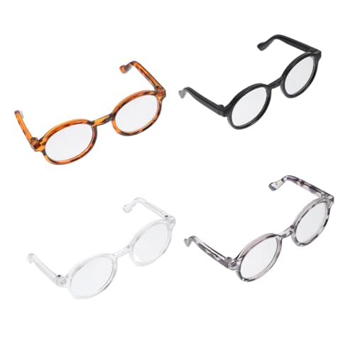 INOOMP 4 Stück Gläser Puppe verkleiden Sich Brillen Kostümzubehör für Minipuppen Brillengestell für Mini-Puppen süße Puppenbrille Spielzeugbrillen für Puppen Plastik von INOOMP