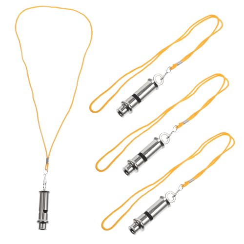INOOMP 4 Stück Hochton Metallpfeifen Schiedsrichterpfeifen für Fußball Sport und Outdoor Aktivitäten Laute Signalpfeife für Trainer und Wettkämpfe von INOOMP