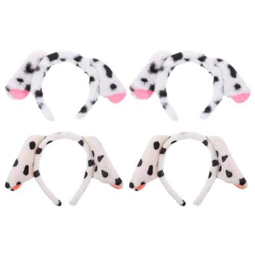 INOOMP 4 Stück Hundeohren-Haarschmuck – Dalmatiner-Hundekostüm-Stirnband, Plüschohren, Kopfbedeckung für Halloween-Kostüm, Cosplay-Verkleidung von INOOMP