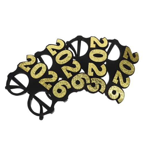 INOOMP 4 Stück Teiliges Partybrillen aus Robustem Pc Material Runde Gläser mit Schwarzem Rahmen und Goldenen Pailletten Stabile Silvester Abschlussfeier Brillen für Erwachsene und von INOOMP