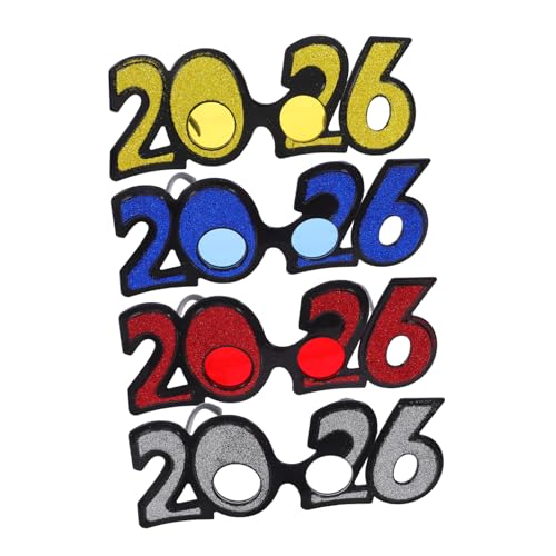 INOOMP 4-teilige Partybrillen: Neuartige Sonnenbrille Für Silvester 2026 – Kostümbrille Für Themenpartys, Halloween – Neujahrsdekoration von INOOMP
