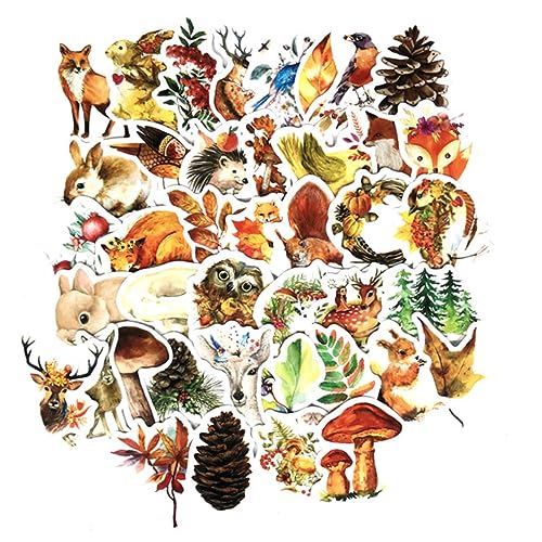 INOOMP 41 Stück Teiliges Selbstklebendes Graffiti Tier Sticker Set Bunten Herbstmotiven für Kreative Bastelprojekte und Persönliche Gestaltung von Kühlschrank Laptop und Mehr von INOOMP