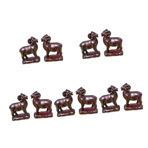 INOOMP 5 Sätze Holzziege Statue Dekorative Holzfigur Für Wohnzimmer Schreibtisch Regal Kunstvolle Ziegen Skulptur Als Wohnaccessoire Für Stilvolles 2 Stück * 5 von INOOMP