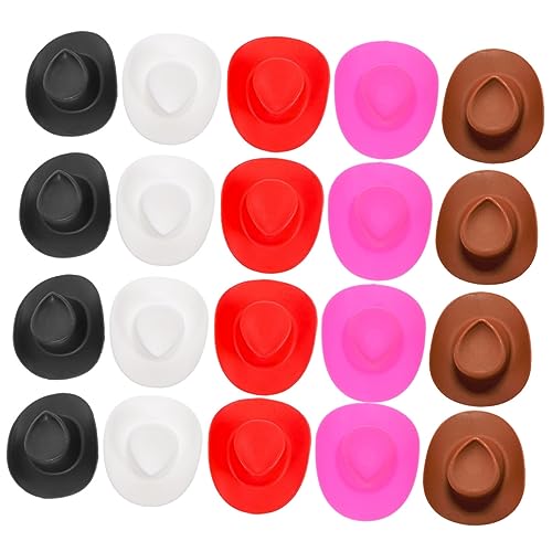 INOOMP 50 Stück Cowboyhutspielzeug Hut für Puppen Miniaturhüte Party Kleiner Cowboyhut Weiß kleine Hüte basteln Puppenhüte selber Machen Minihüte zum Basteln von INOOMP