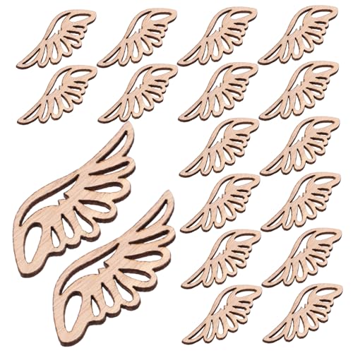 INOOMP 50 Stück Engelsflügel-Chips Applikationen Dekoration Groß Stichworte Bausatz Ausschnitte Einfach Weihnachten Ornamente Rosa Geformt Weihnachtsengel DIY Engel Khaki Hölzern von INOOMP