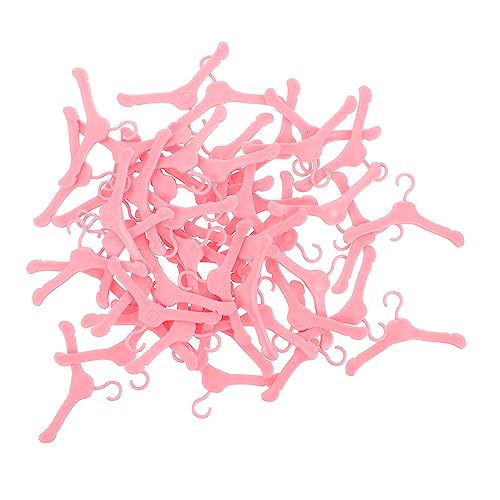 INOOMP 50 Stück Mini -Kleidung Hängende Spielzeugzubehör puppenkleiderbügel Puppen kleiderbügel Aufhänger Kleiderbügel für Puppen kleine Kleiderbügel Mini -Kleiderbügel Plastik Rosa von INOOMP