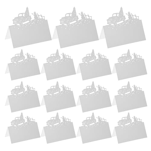 INOOMP 50 Stück Tischkarten für Weihnachten: Schneemann, Auto, Baum, Feiertagsnamen, Zelte – leeres Papier, Sitzzelt für Hochzeitsessen, Gästetisch, Bankett von INOOMP