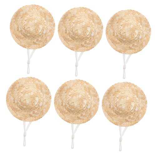 INOOMP 6 Stück Miniatur Puppenhüte Handgefertigte DIY Haustier Accessoires Winzige Rustikale Kappen Gewebte Hüte Für Den Sommerschutz Kreatives Basteln Foto Requisiten von INOOMP