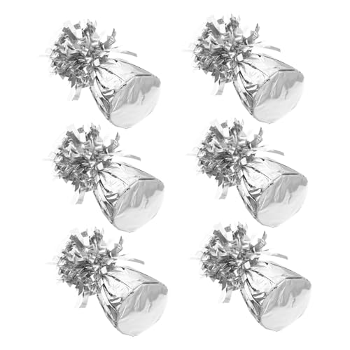 INOOMP 6 Stück Teiliges Ballongewicht Silber Metallic Stabile Kunststoff ballonbeschwerer für Ballonbögen Tischdekorationen Jubiläums Partyfeiern von INOOMP