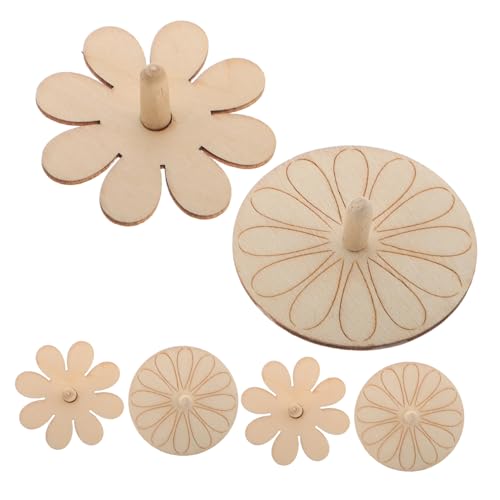 INOOMP 6 Stück Weiße Holzplatte kreatives Kreisel aus Holz Gyroskop unbehandelte Holzplatten drehen Holzspinnspielzeug Spinning Top Toy hölzern Beige von INOOMP