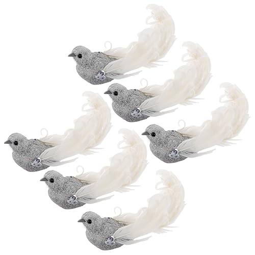 INOOMP 6 Stück künstlicher Federvogel Baum-Vogel- künstliche Tiere gefälschte Vogeldekor Vogeldekorationen für Party Vogel Figur rote Vogelfiguren Schaum Silver INOOMP 6 Stück künstlicher Federvogel Baum-Vogel- künstliche Tiere gefälschte Vogeldekor Vogeldekorationen für Party Vogel Figur rote Vogelfiguren Schaum Silver von INOOMP