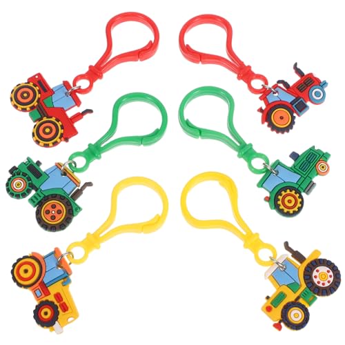 INOOMP 6 Stücke Bauernhof Traktor Keychain Cartoon Schlüssel Ring Ernte Saison Präsentiert Niedlichen Charakter Schlüsselanhänger Für Rucksack Anhänger Dekoration von INOOMP