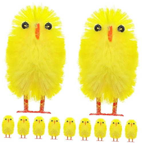 INOOMP 60 Stück Osterküken Dekoration Mini Hühnerbrühe Mini Flauschküken Kleine Winzige Küken Flauschige Hühner Dekoration Hühner Party Dekorationen Dekorieren Gelbe Chemiefaser von INOOMP