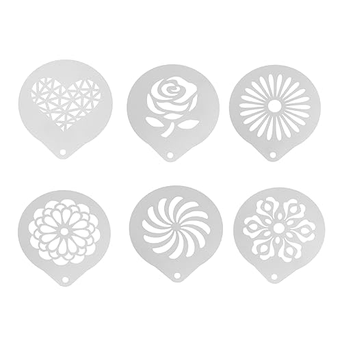 INOOMP 6Stücke Kaffeekunst Schablonen für Latte Art Kakao und Schokoladen Dekoration zu Reinigen Langlebig für Cappuccino und Heiße von INOOMP