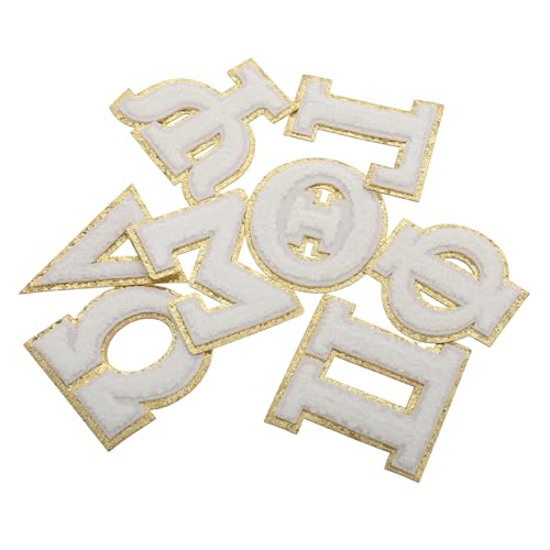 INOOMP 8 Stück Aufkleber mit griechischem Alphabet Aufnäher für Rucksack Stoffflicken selbstklebend Buchstabenaufnäher für Jacken Stoffaufkleber Aufnäher mit griechischen Buchstaben Beige von INOOMP