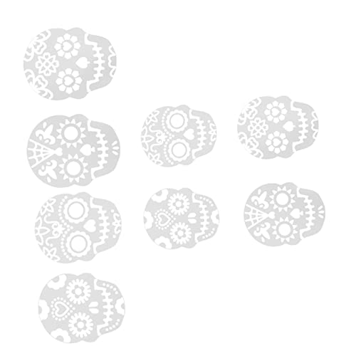 INOOMP 8 Stück Teiliges Halloween Schablonen für Tortendekoration Gruselige Schädel Designs aus Lebensmittelechtem für Kuchen Cupcakes und von INOOMP