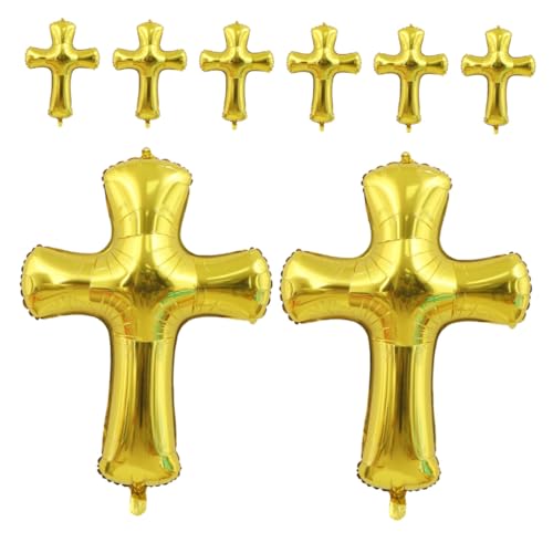 INOOMP 8 Stück Teiliges Kreuz Aluminiumfolie Luftballons Taufe Partydeko Shower Junge Mädchen Wand Fensterdekoration für Festliche Feiern von INOOMP