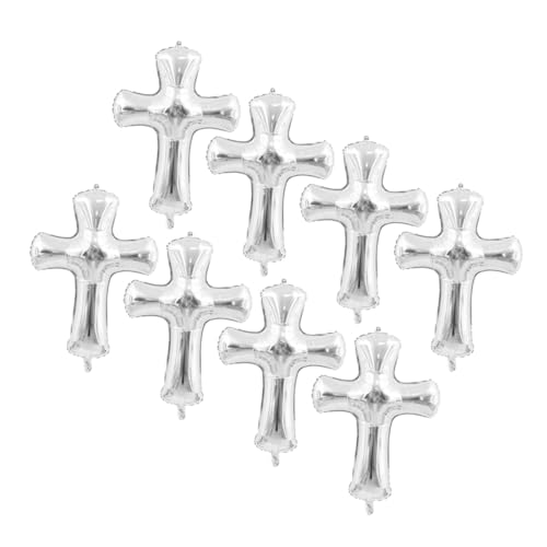 INOOMP 8 Stück Teiliges Kreuz Silber Aluminium Shower Deko Taufparty Partyballons Wand Fensterschmuck Leicht Aufzuhängen Foto-requisite für Jungen und Mädchen von INOOMP