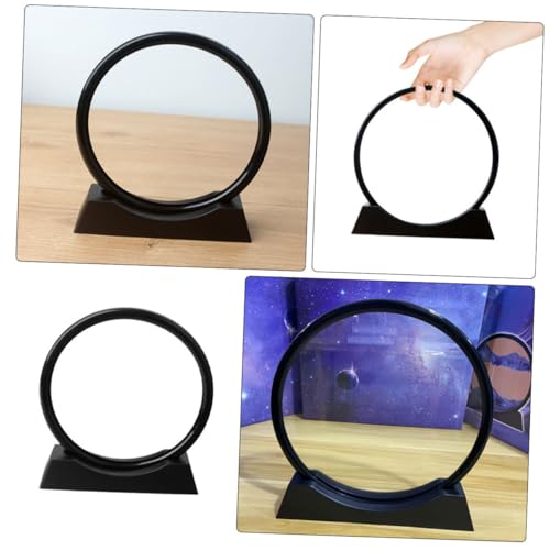 INOOMP DIY Fließende Sandmalerei Bilderrahmen Natürliche Landschaft Bewegliches Sandbild Rund Kunststoffsockel mit Lederband für Wohnzimmer Dekoration von INOOMP