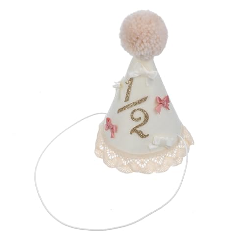 INOOMP Halbgeburtstagshut mit Schleife für Mädchen – Boho 1/2 Geburtstagskrone Baby Mädchen Rosa Halbes Cake Smash Outfit für 6 Monate Partydekoration von INOOMP