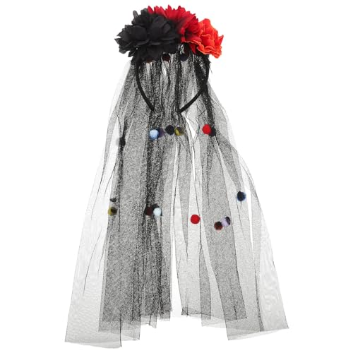 INOOMP Halloween-Geister-Braut-Stirnband, Tag der Toten, Blumen-Netz-Stirnband, Schleier für Halloween, Karneval, Party, Tanz, Haar-Accessoires INOOMP Halloween-Geister-Braut-Stirnband, Tag der Toten, Blumen-Netz-Stirnband, Schleier für Halloween, Karneval, Party, Tanz, Haar-Accessoires von INOOMP