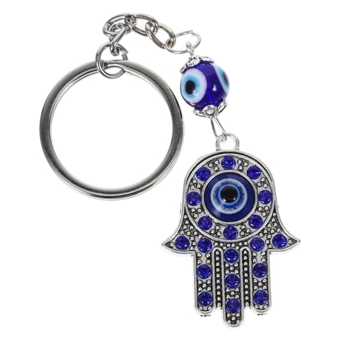 INOOMP Metall Schlüsselanhänger mit Türkischem Blauem Auge und Handanhänger mit Funkelnden Strasssteinen Glücksbringer Charm für Tasche Rucksack und Autoschlüssel von INOOMP