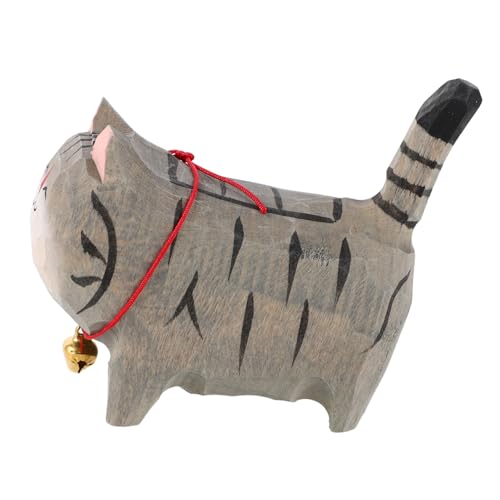 INOOMP Mini Holzkatze mit Glocke Handgefertigte Holzfigur für Büro Wohn und Fahrzeugdekoration Einzigartige Katzenstatue mit Natürlicher Holzmaserung INOOMP Mini Holzkatze mit Glocke Handgefertigte Holzfigur für Büro Wohn und Fahrzeugdekoration Einzigartige Katzenstatue mit Natürlicher Holzmaserung von INOOMP