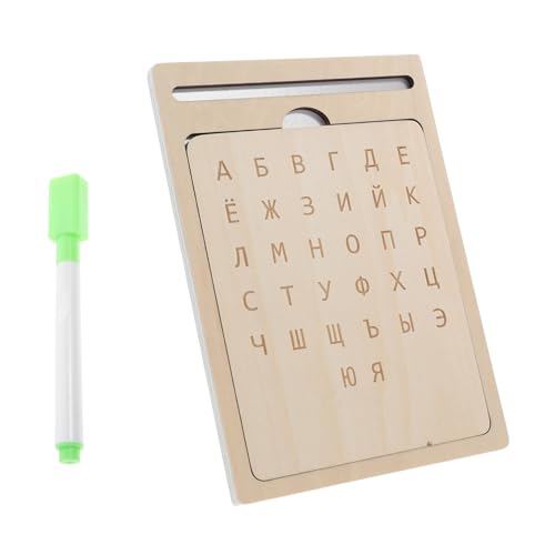 INOOMP Russisches Schreibtafelspielzeug Zeichenbrett Für Kleinkinder Briefbrett Kleinkindspielzeug Buchstaben des Alphabets Russisch Lernen Buchstabenverfolgung Reißbrett Beige Holz von INOOMP