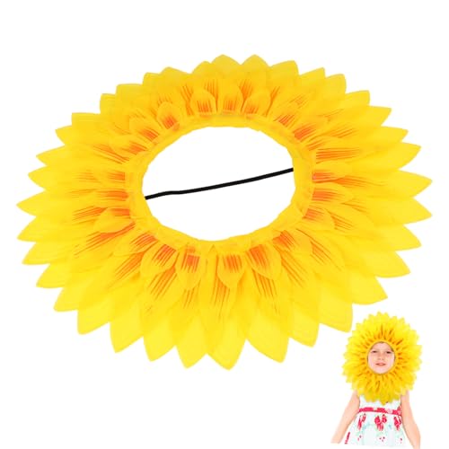 INOOMP Sonnenblumen Kopfbedeckung für Kindergarten Sportspiele Lustiger Hut mit Elastischem Band Dekorationszubehör für Partys Zufällige Farben für Auftritte und Spiele von INOOMP
