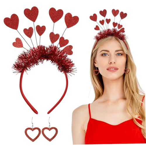 INOOMP Valentinstag Herz Haarreif und Ohrringe Rotes Pailletten Stirnband mit Herzform Romantisches Accessoire für Frauen Party Kostüm-feiern Liebevolles Valentinstags-design INOOMP Valentinstag Herz Haarreif und Ohrringe Rotes Pailletten Stirnband mit Herzform Romantisches Accessoire für Frauen Party Kostüm-feiern Liebevolles Valentinstags-design von INOOMP