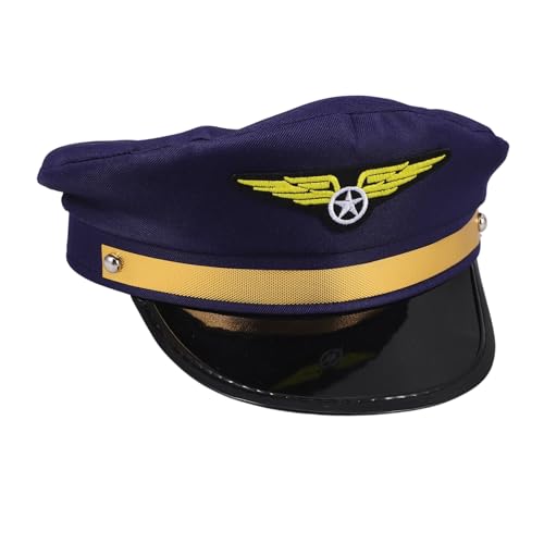 INOOMP Verstellbare Airline Pilotenkappe für Erwachsene Maskerade Kostüm Hut in Komfortable Passform Modernes Design für Halloween und Cosplay von INOOMP