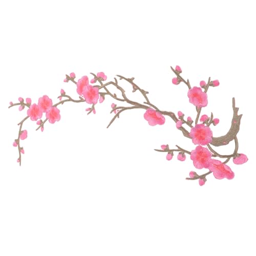 Pflaumenblütenstickdekoration gestickte Aufnäher gestickte Blumenflecken Stickerei-Blumenapplikation Stickereiflecken Stoffapplikationen Bastelpatch nähen Flicken nähen Rosa von INOOMP