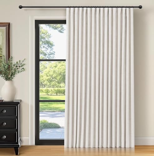 INOVADAY 100 % Verdunklungsvorhänge für Schlafzimmer mit Klemmringen, Leinenstruktur, Verdunkelungsvorhänge für Wohnzimmer, 1 Panel, beige) von INOVADAY